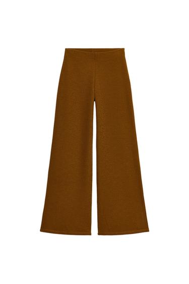 TEXTURED WIDE-LEG TROUSERS - Mustard by Zara