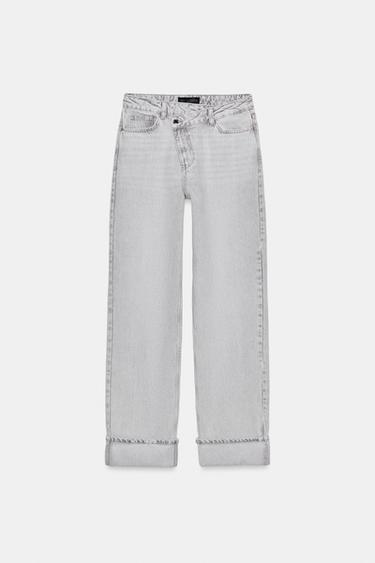 Z.09 STRAIGHT CROSSOVER WAIST HIGH-WAIST FULL LENGTH JEANS - Grey by Zara