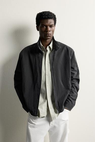 WASHED EFFECT REGULAR FIT JACKET - Black by Zara