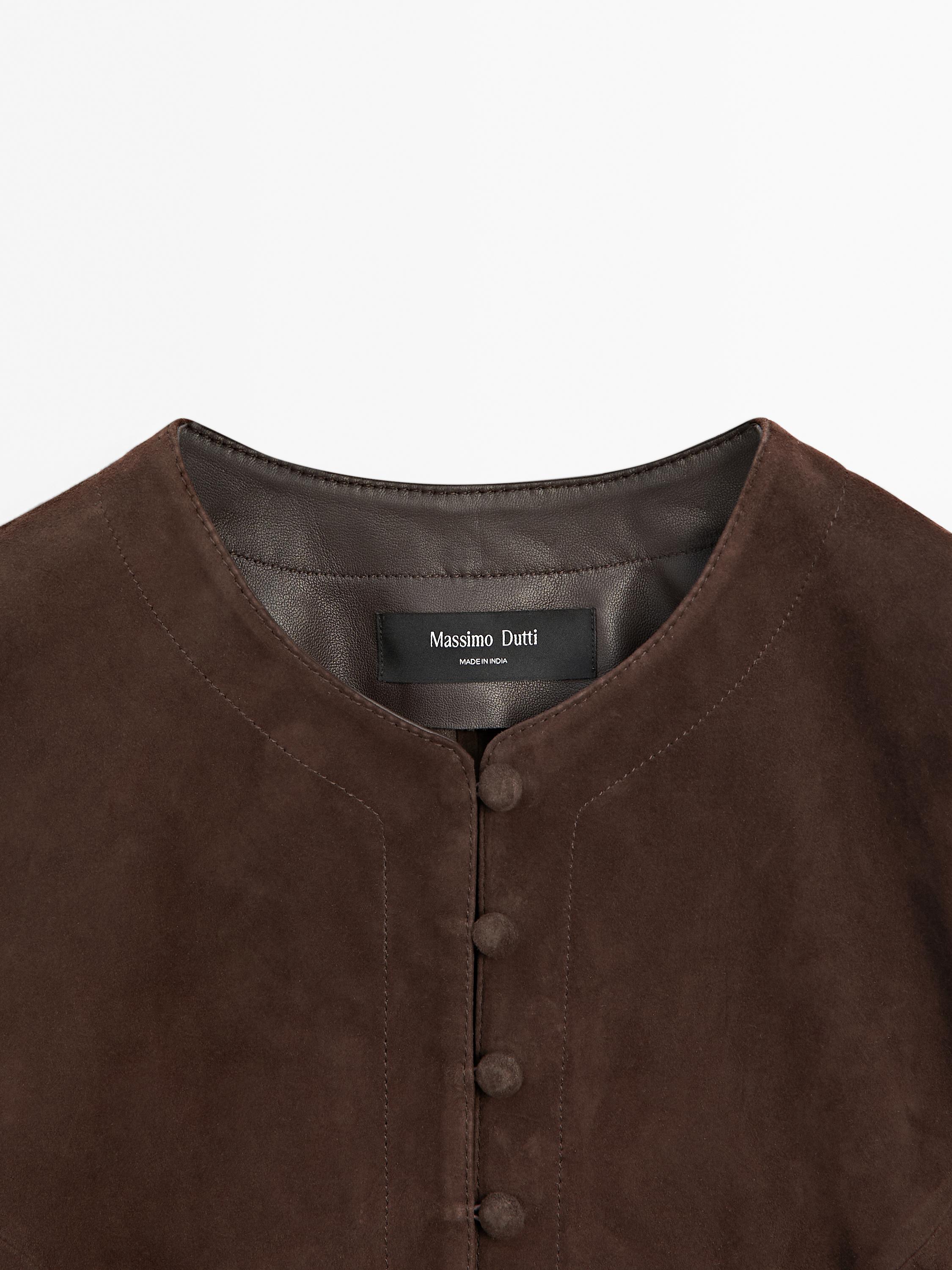 Chemisier court en cuir effet daim