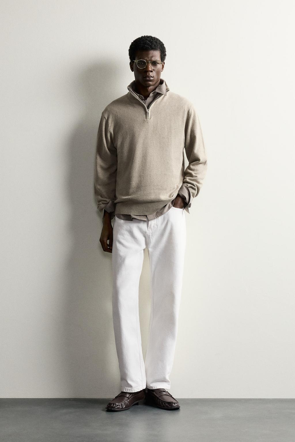 COTTON-WOOL QUARTER-ZIP JUMPER