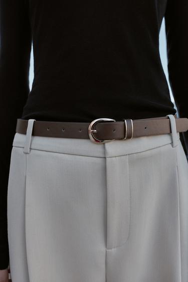 PANTALON À PINCES ET CEINTURE - Camel clair de Zara - Image 3