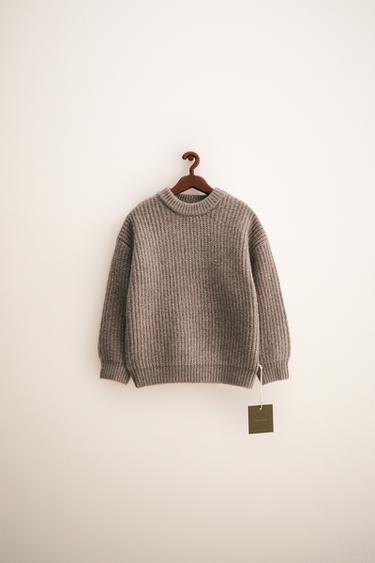 ZARA TIMELESS - GROBER STRICKPULLOVER MIT WOLLE - Beige meliert von Zara