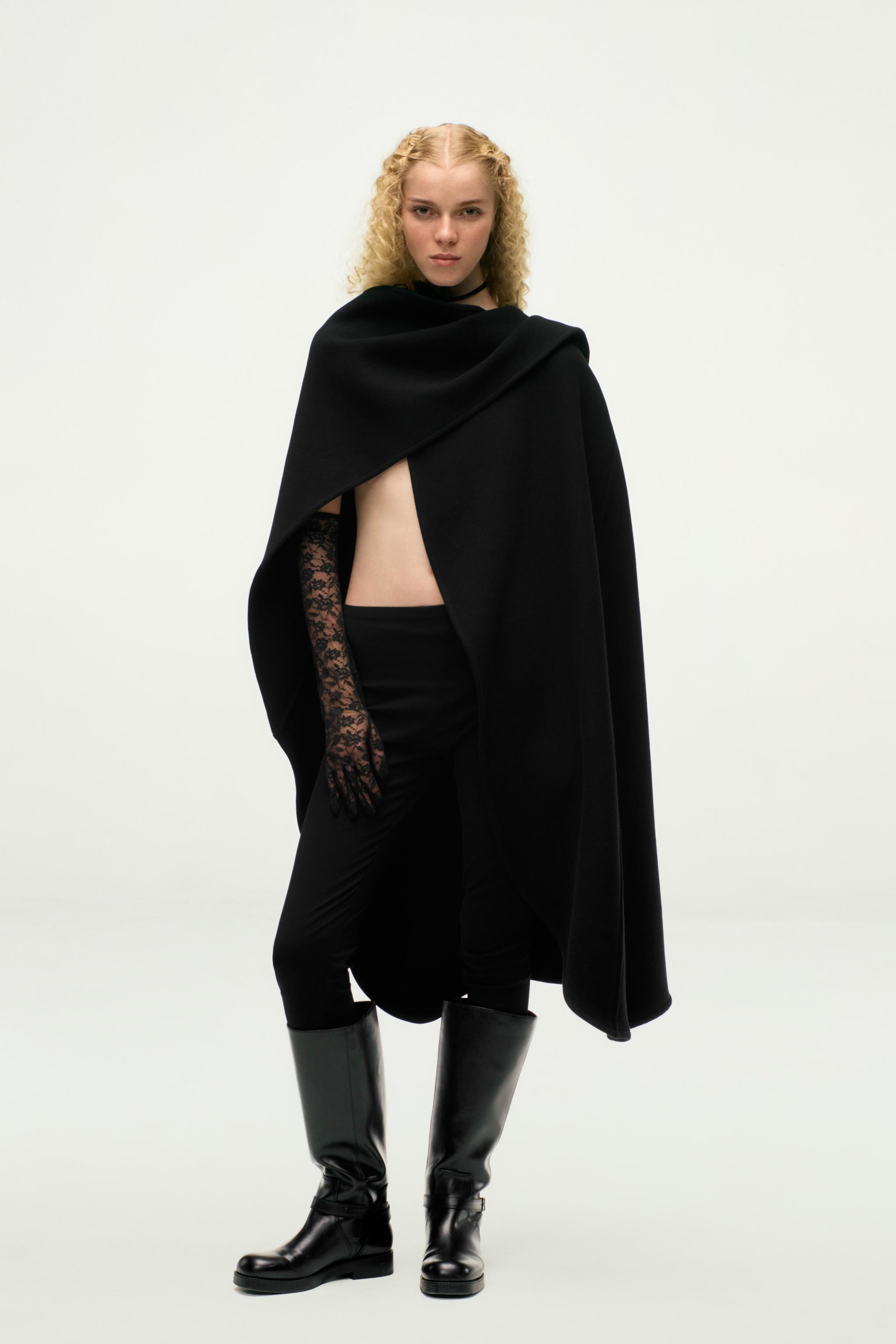 ASYMMETRIC WOOL CAPE ZW COLLECTION