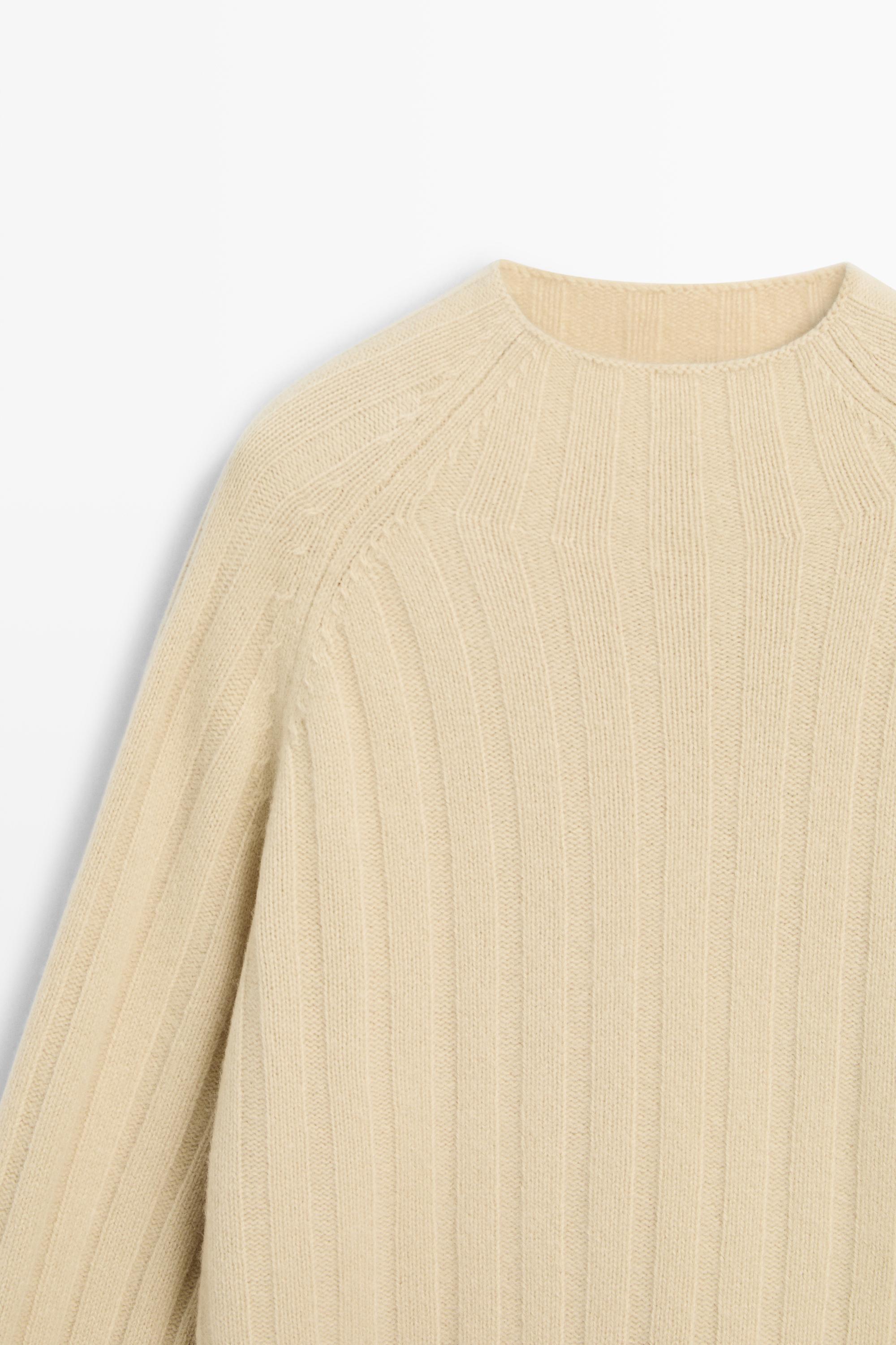 100% wool knit mock neck sweater