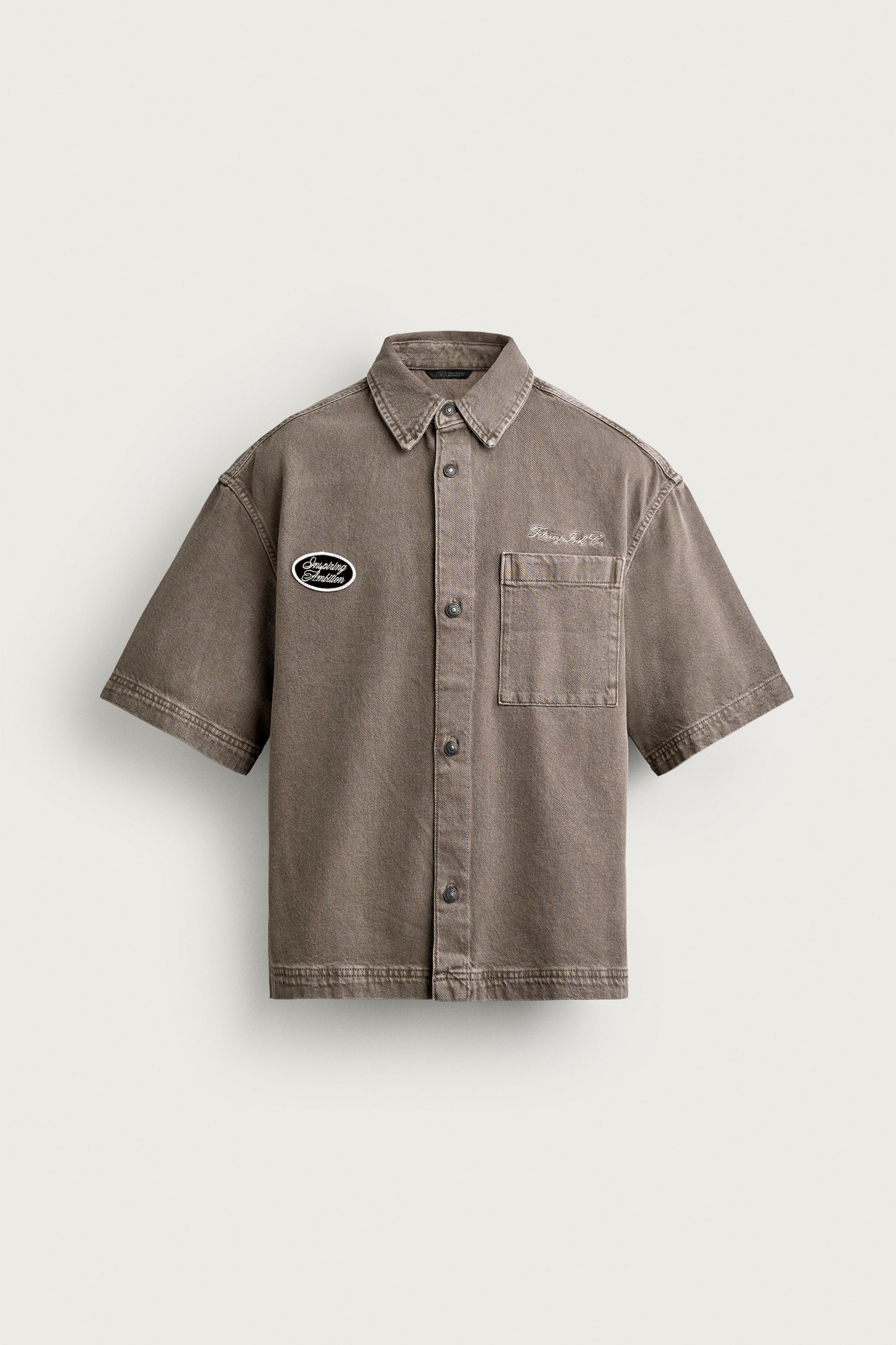 EMBROIDERED PATCH BOXY FIT OVERSHIRT