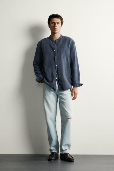 CAMISA RELAXED FIT LINO - ALGODÓN - Azul profundo de Zara