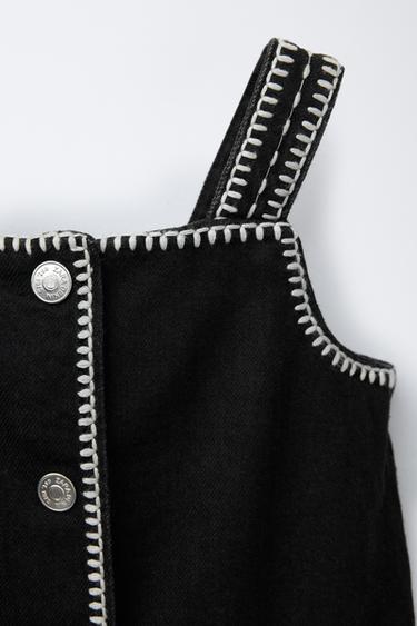 TOP EN JEAN BRODÉ - Noir de Zara - Image 2