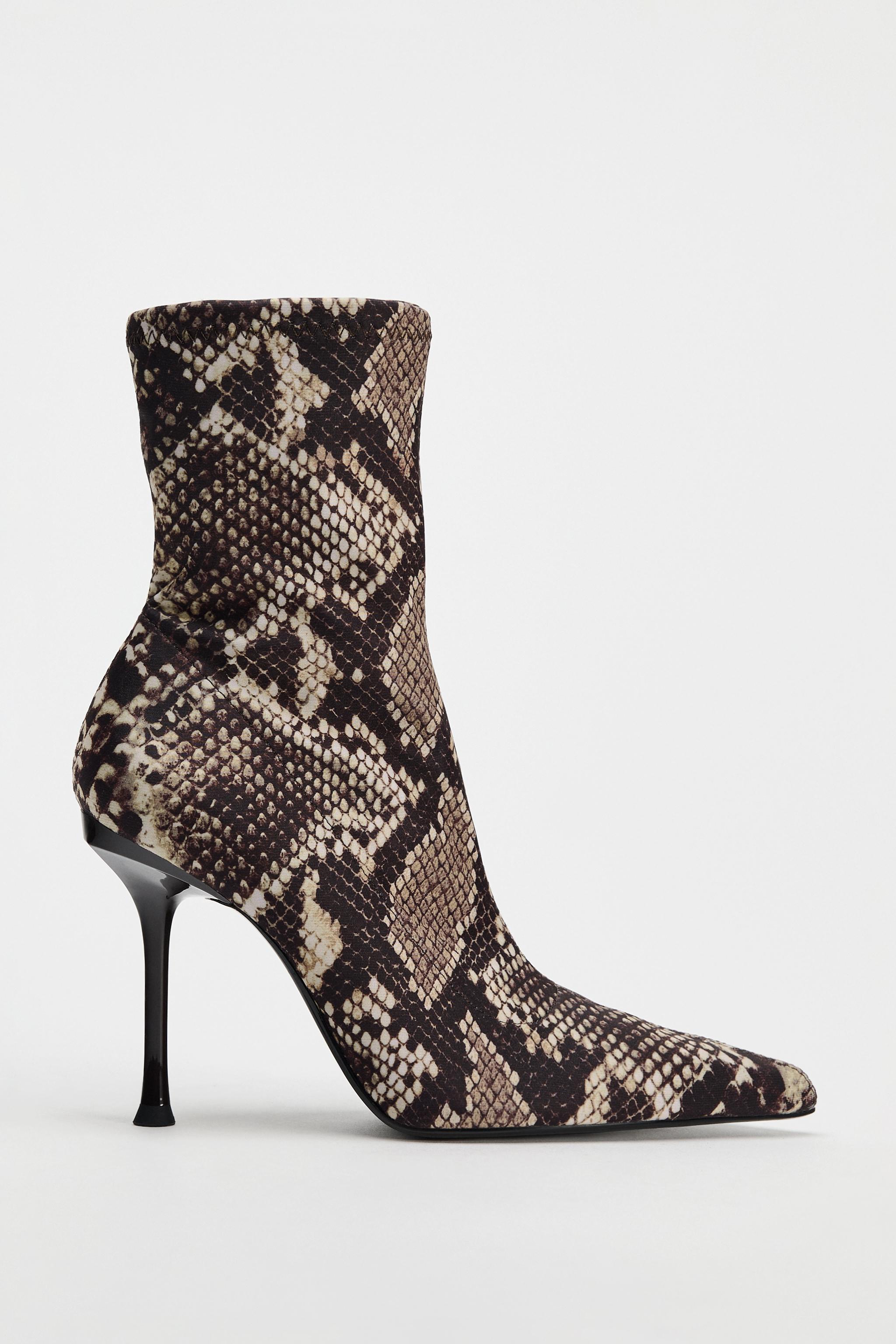 HEELED ANIMAL PRINT ANKLE BOOTS Snake ZARA Canada