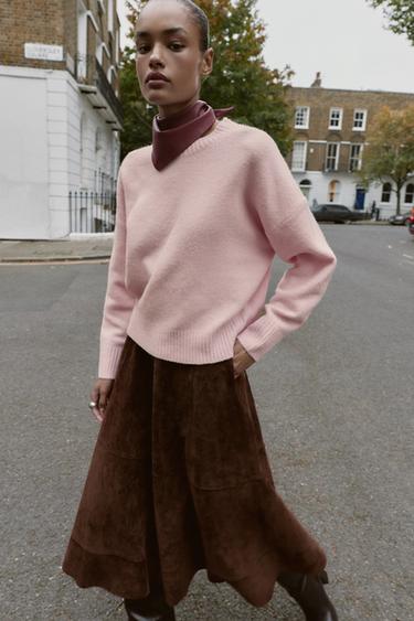 SOFT PLAIN KNIT JUMPER - Light pink by Zara