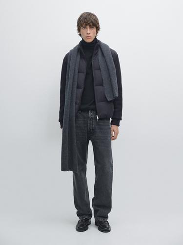 Zara Knit down blend puffer jacket - Navy blue