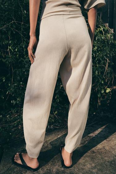 TEXTURED WRAP TROUSERS - Beige by Zara - Image 2