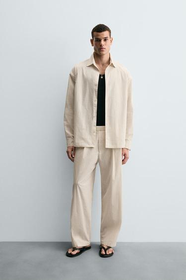 CALÇA RELAXED FIT LISTRADA - Manteiga da Zara - Imagem 0