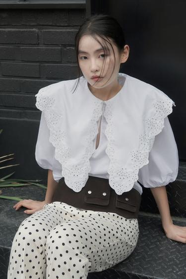 포플린 피터팬 칼라 셔츠 - Zara 화이트