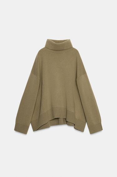 95% WOOL OVERSIZE JUMPER - Greenish by Zara