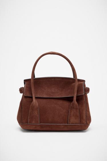 حقيبة CITY صغيرة من الجلد - شوكولاتة الخاص بـ Zara