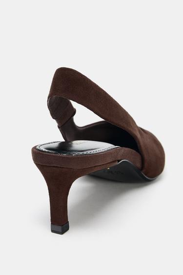ZAPATO DESTALONADO ANTE KITTEN - Marrón Chocolate de Zara