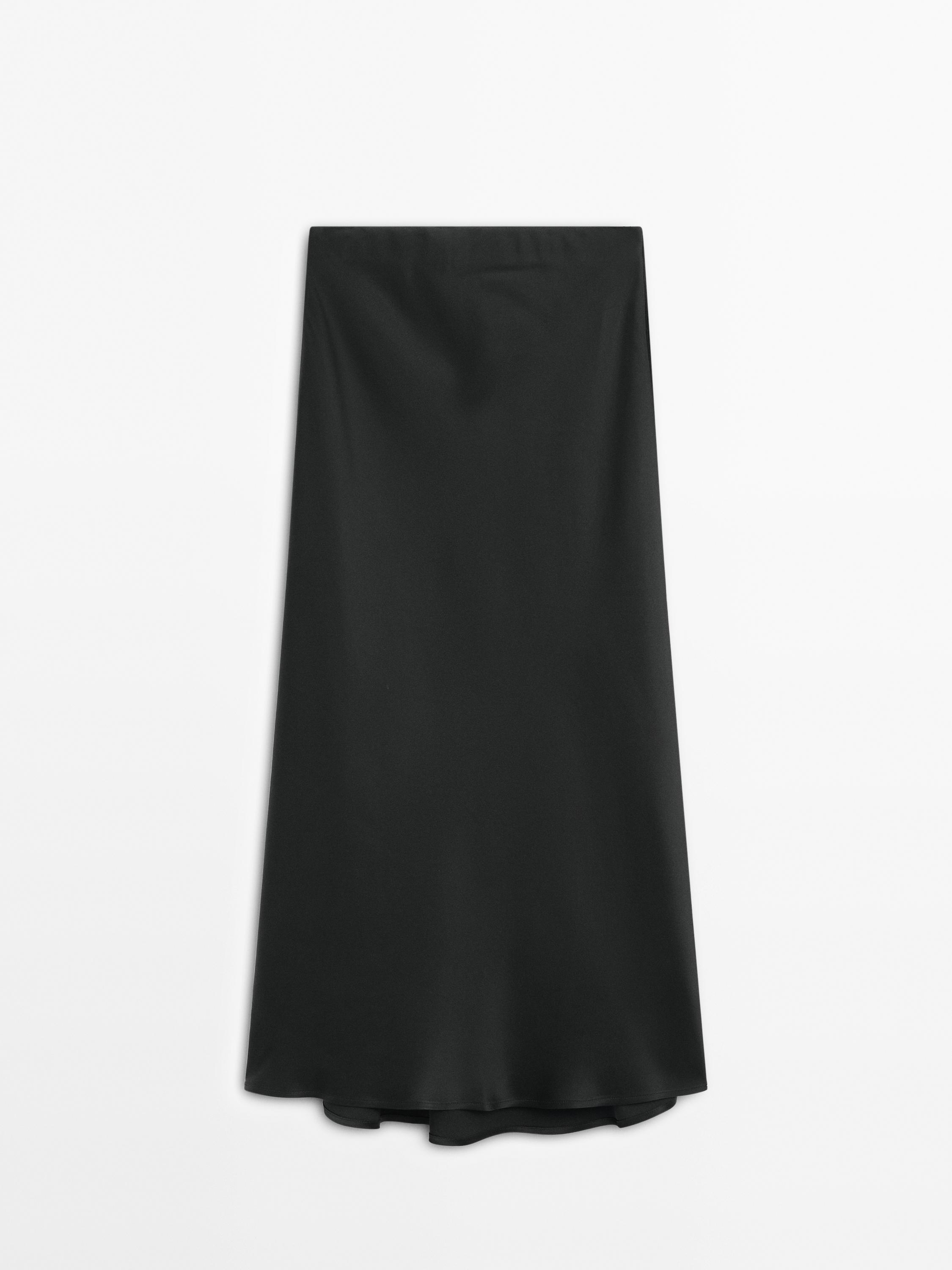 Satin midi skirt Black ZARA Canada