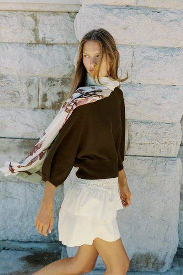 FALDA MINI VOLANTES CROCHET - Crudo de Zara