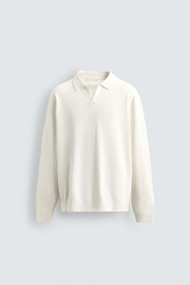 ПОЛО ИЗ ХЛОПКА И ЛЬНА — ЭКРЮ от Zara