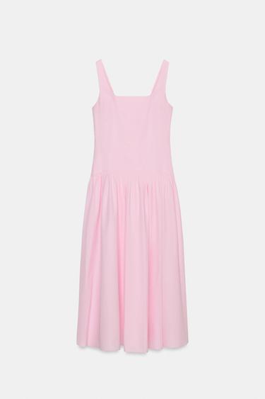 فستان بوبلين بحمالات ZW COLLECTION - وردي باستيل الخاص بـ Zara - صورة 0