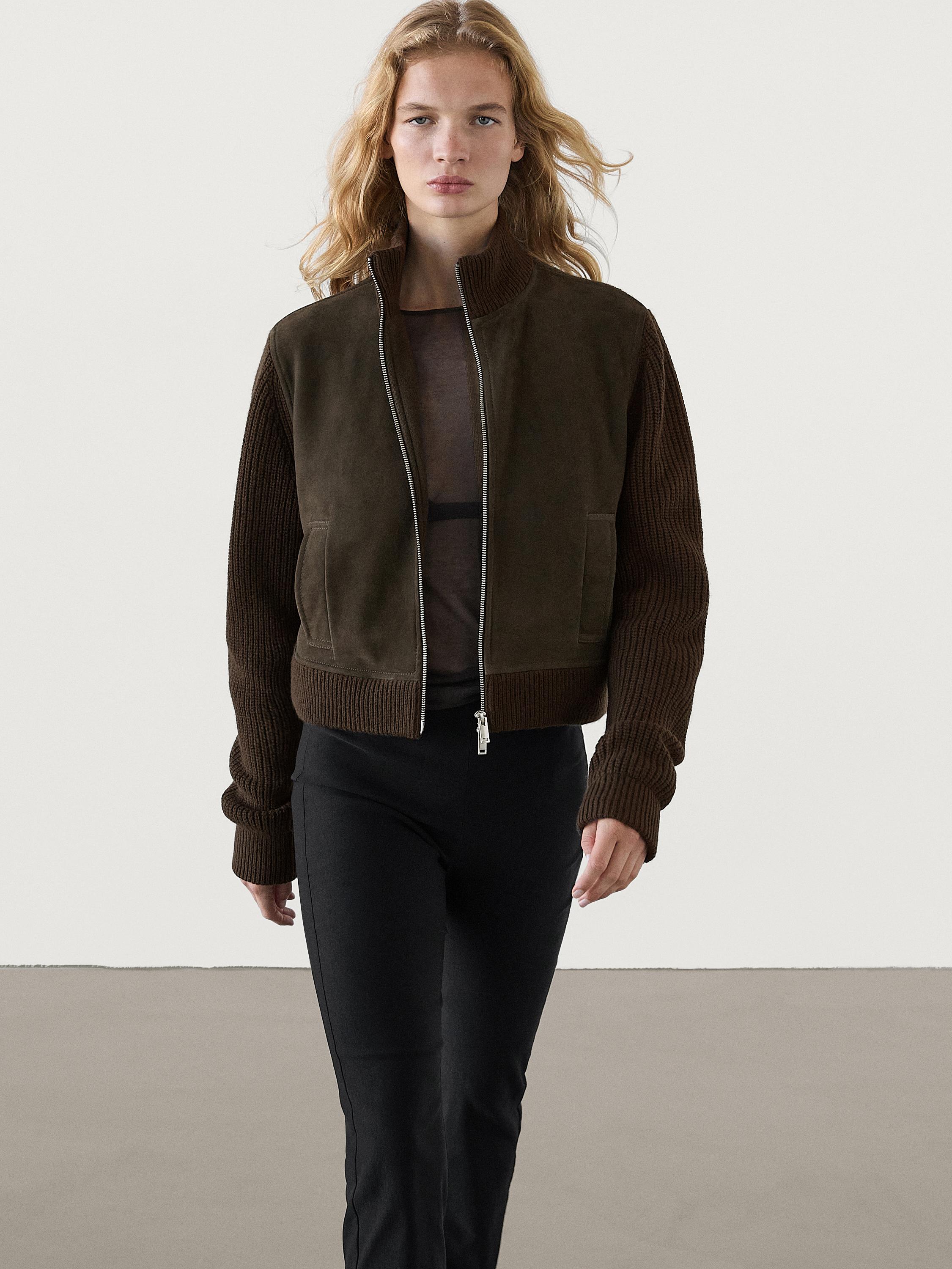 Leather wool jacket on sale