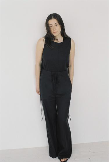 リネン入りワイドレッグパンツ ZW COLLECTIONブラックZaraのリネン入りワイドレッグパンツ ZW COLLECTION - ブラック 
