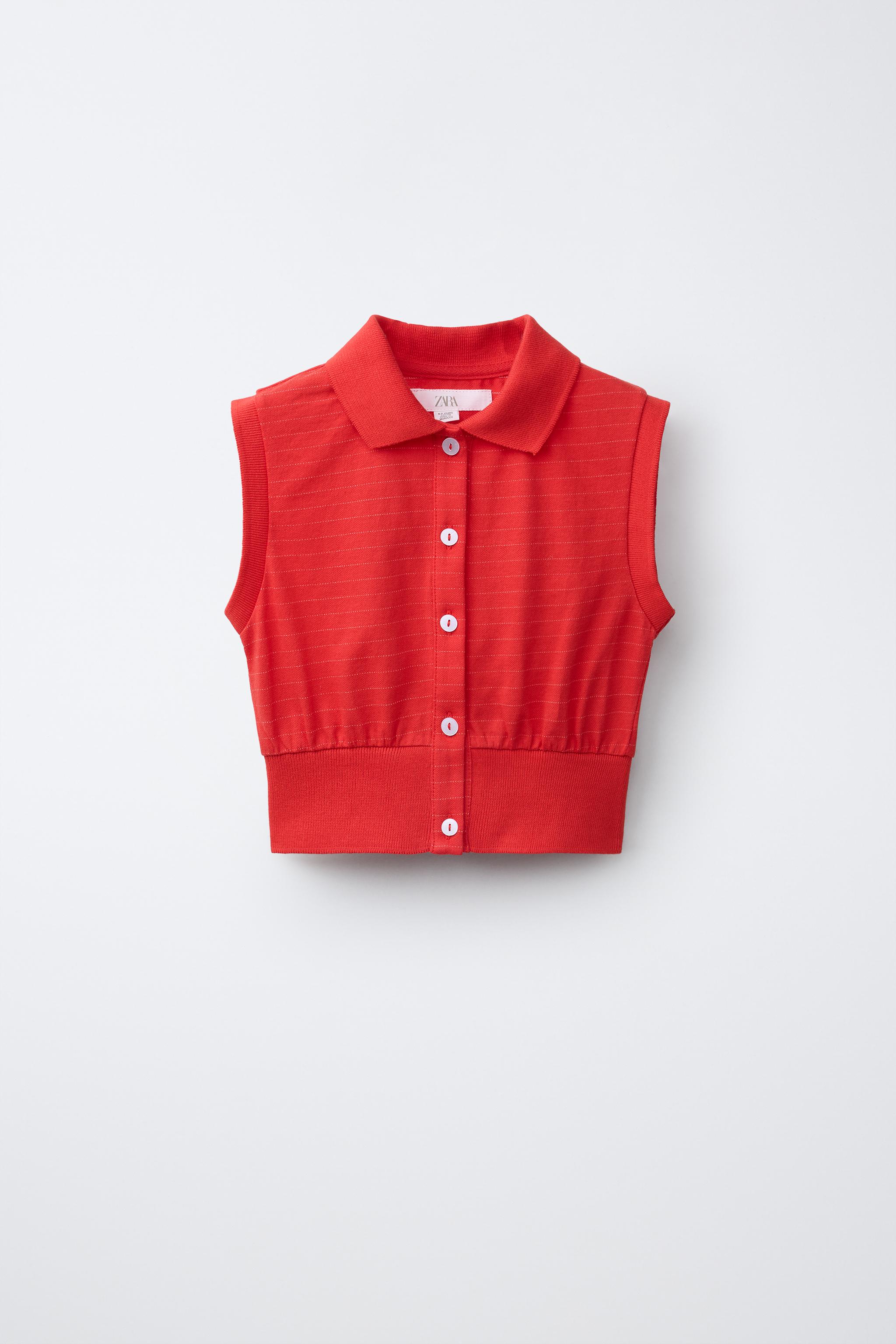STRIPED CROPPED POLO SHIRT