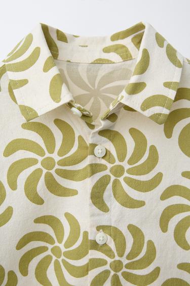 GEOMETRIC PRINT SHIRT - Green by Zara - Image 2