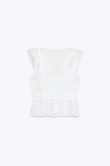 CUTWORK EMBROIDERY TOP - White by Zara - Image 2