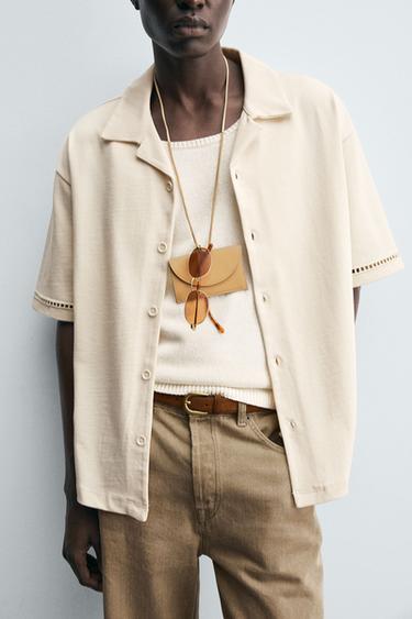 CHEMISE CONFORT À JOURS - Blanc cassé de Zara - Image 4