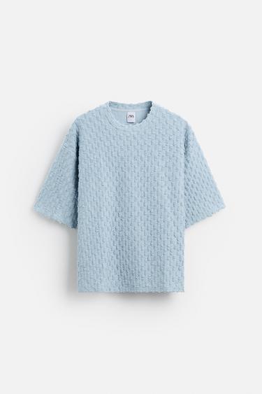 Zara TEXTURED SWEATSHIRT - Sky blue
