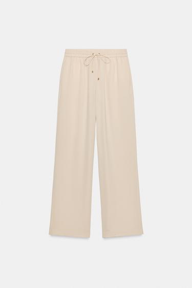 PANTALON FLUIDE À TAILLE ÉLASTIQUE - Beige de Zara - Image 5