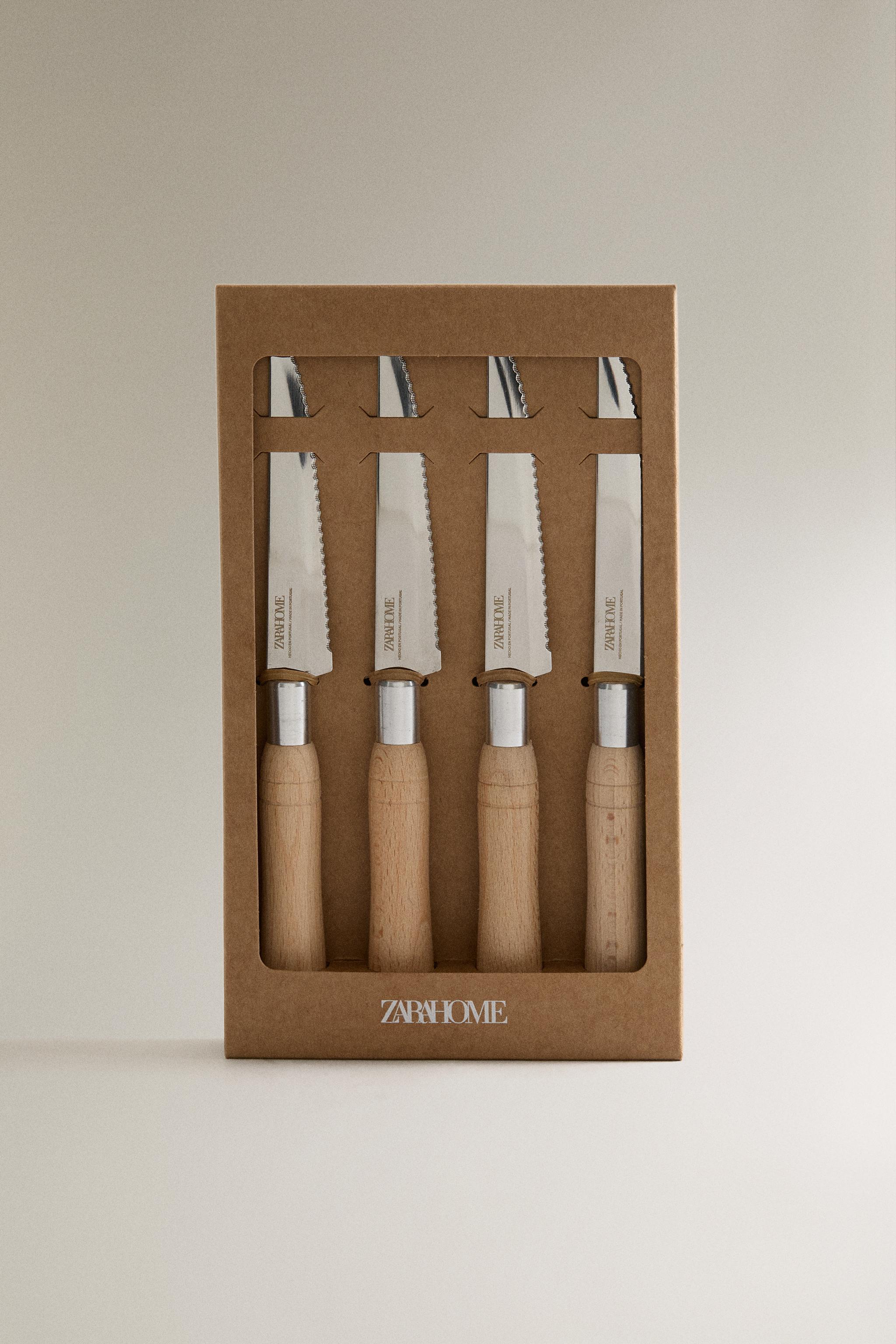 ENSEMBLE COUTEAUX BOIS DE HÊTRE (LOT DE 4)