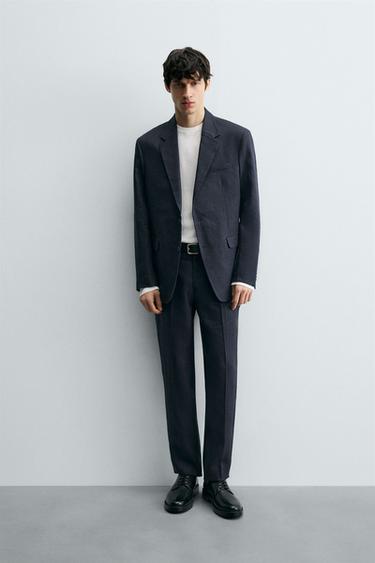 BLAZER TRAJE 100% LINO - Marino de Zara