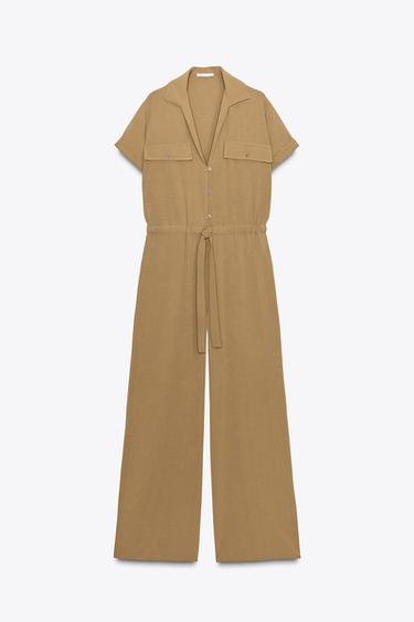 FLOWING JUMPSUIT WITH POCKETS - Khaki by Zara - Image 5