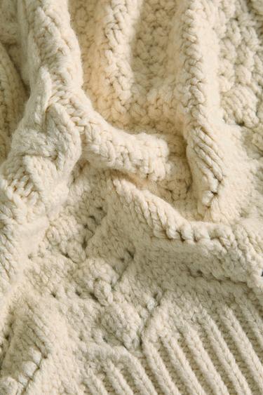 Zara WOOL BLANKET - Ecru