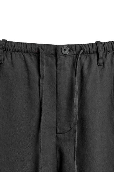 RELAXED FIT LINEN BLEND TROUSERS - Grey by Zara