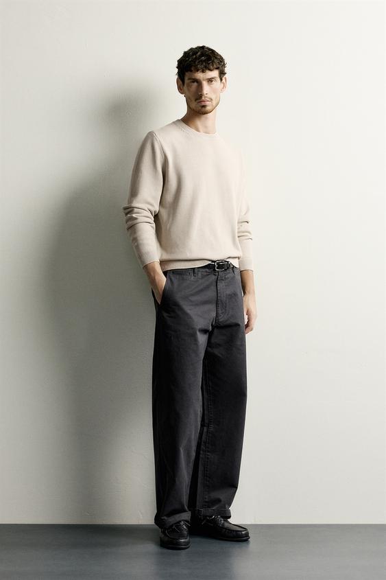 ХЛОПКОВЫЙ СВИТЕР КЛАССИЧЕСКОГО КРОЯ — ЗЕЛЕНЫЙ / СЕРЫЙ от Zara — изображение 0