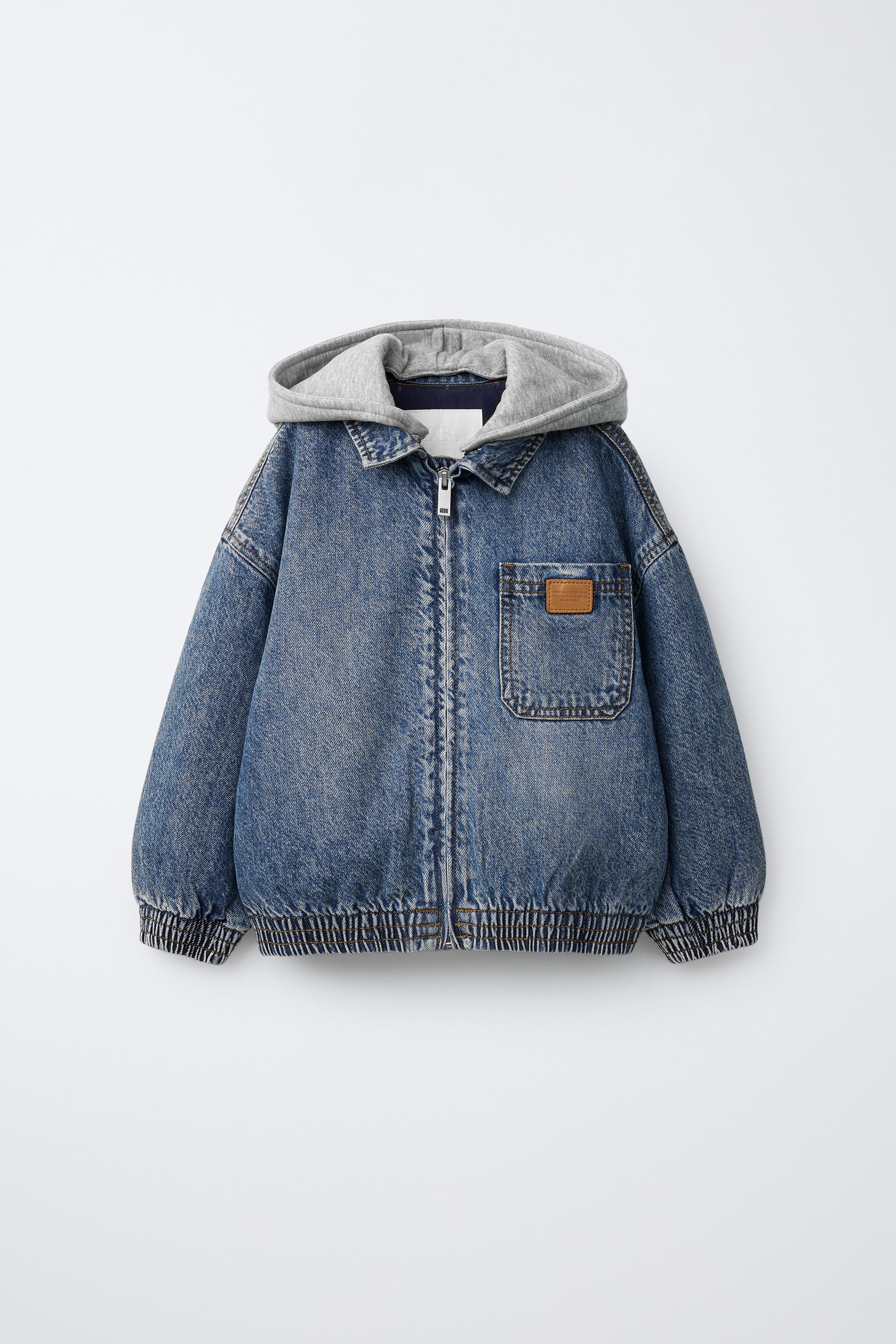 DENIM JACKET WITH REMOVABLE FLEECE HOODIE