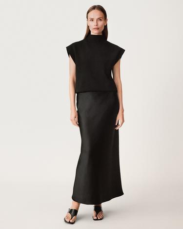 FALDA MIDI SATINADA 50TH ANNIVERSARY - Negro de Zara