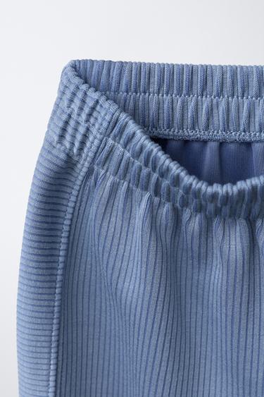 PANTALON CÔTELÉ À JAMBES LARGES AVEC MODAL - Bleu de Zara - Image 2