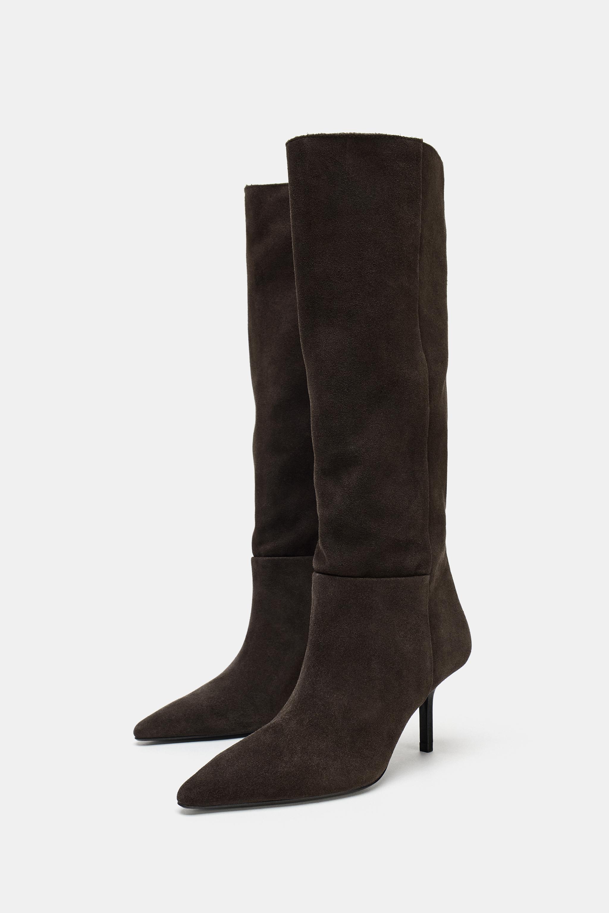 SPLIT LEATHER HEEL BOOTS
