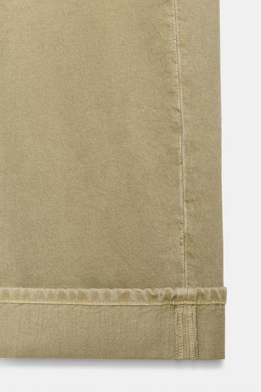 TRF MID-WAIST BAGGY FOLDED JEANS - Olive Green by Zara - Image 8