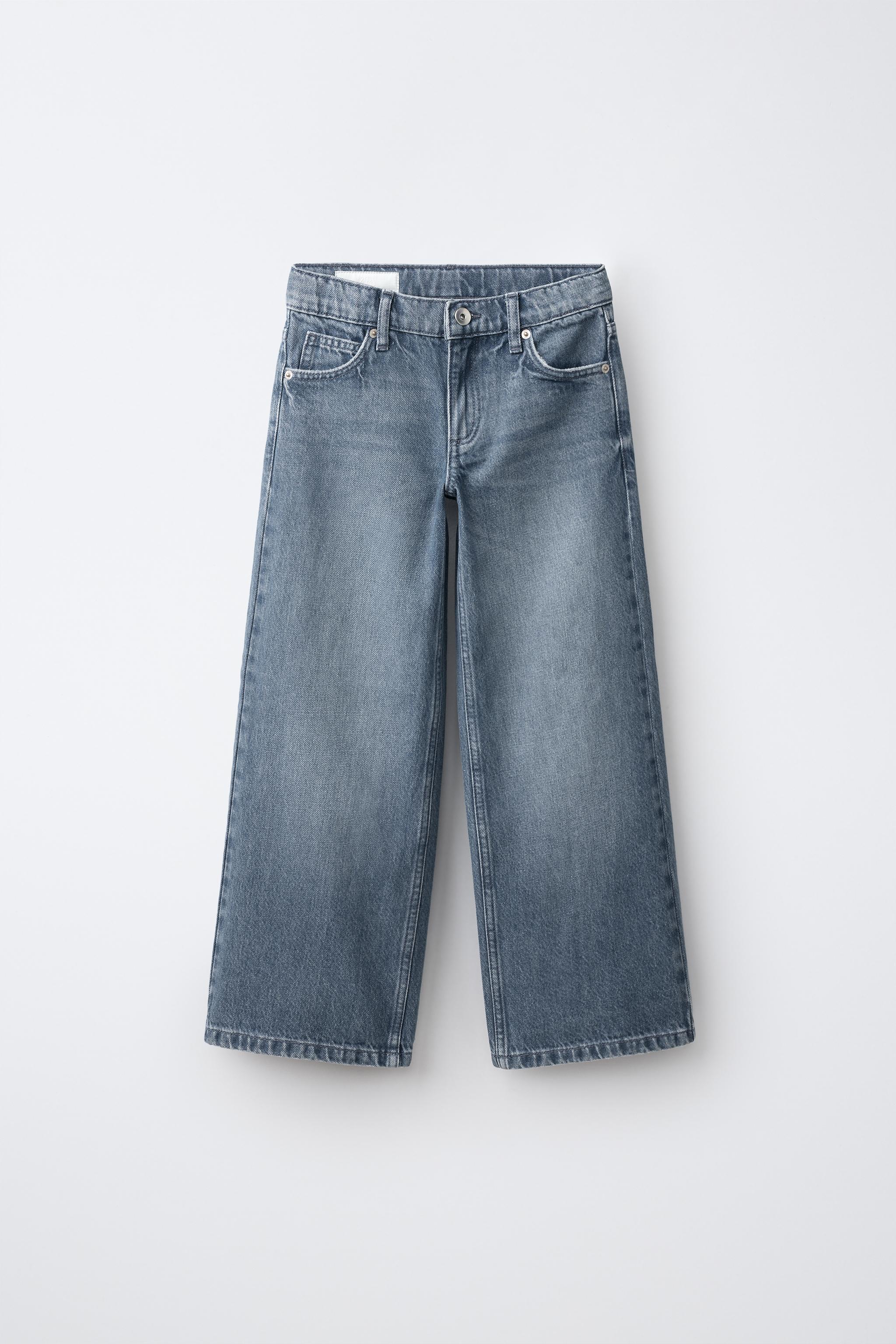 星型ラインストーン ワイドレッグパンツ - ブルー/グレー | ZARA Japan