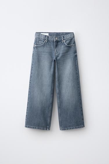 WIDE-LEG TROUSERS WITH DIAMANTE DETAIL - Blue / Grey by Zara