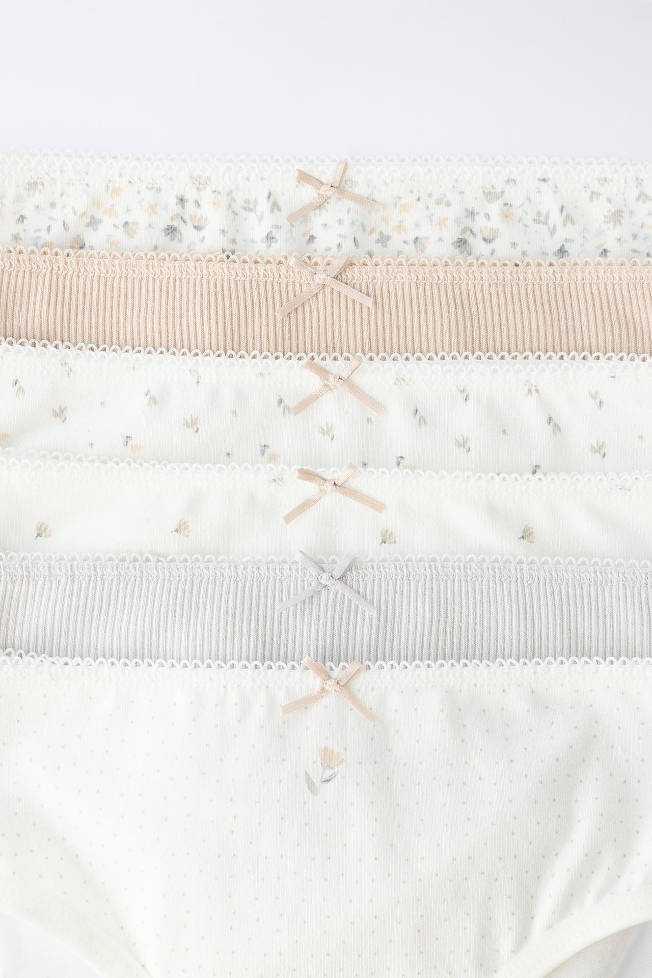 1.5-6 YEARS/ PACK OF SIX FLORAL UNDERWEAR — Gray / Tan