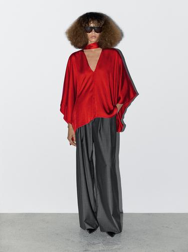 Zara Flowing V-neck blouse - STUDIO - Red - Image 0