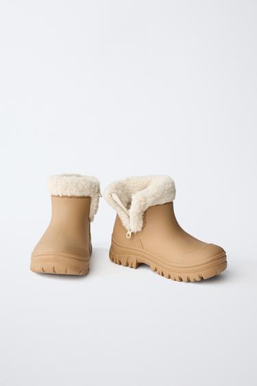 FAUX SHEARLING WELLIES - Caramel Brown by Zara - Image 2