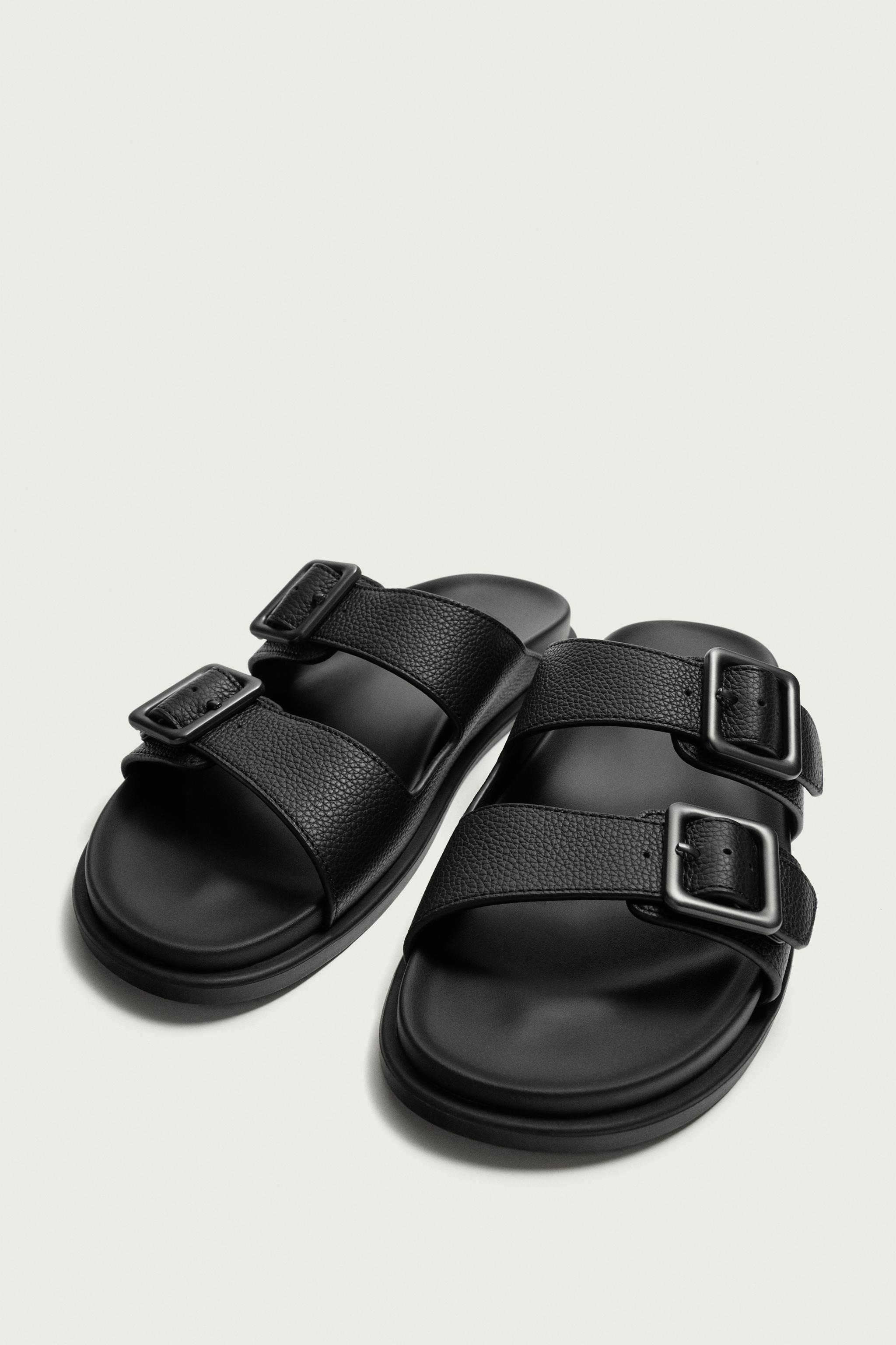 Tumbled Leather Buckle Sandals